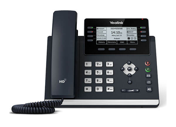 T43U - 12 Line IP phone, 3.7" 360x160 pixel graphical LCD with backlight, Dual Gigabit Ports